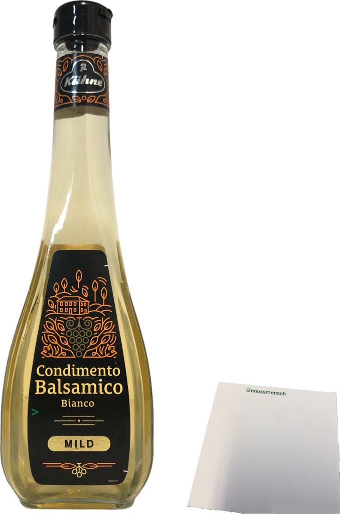 Kühne Essig Weiß weißer Balsamico Gewürz mild 1er Pack (1x500ml Flasche) + usy Block
