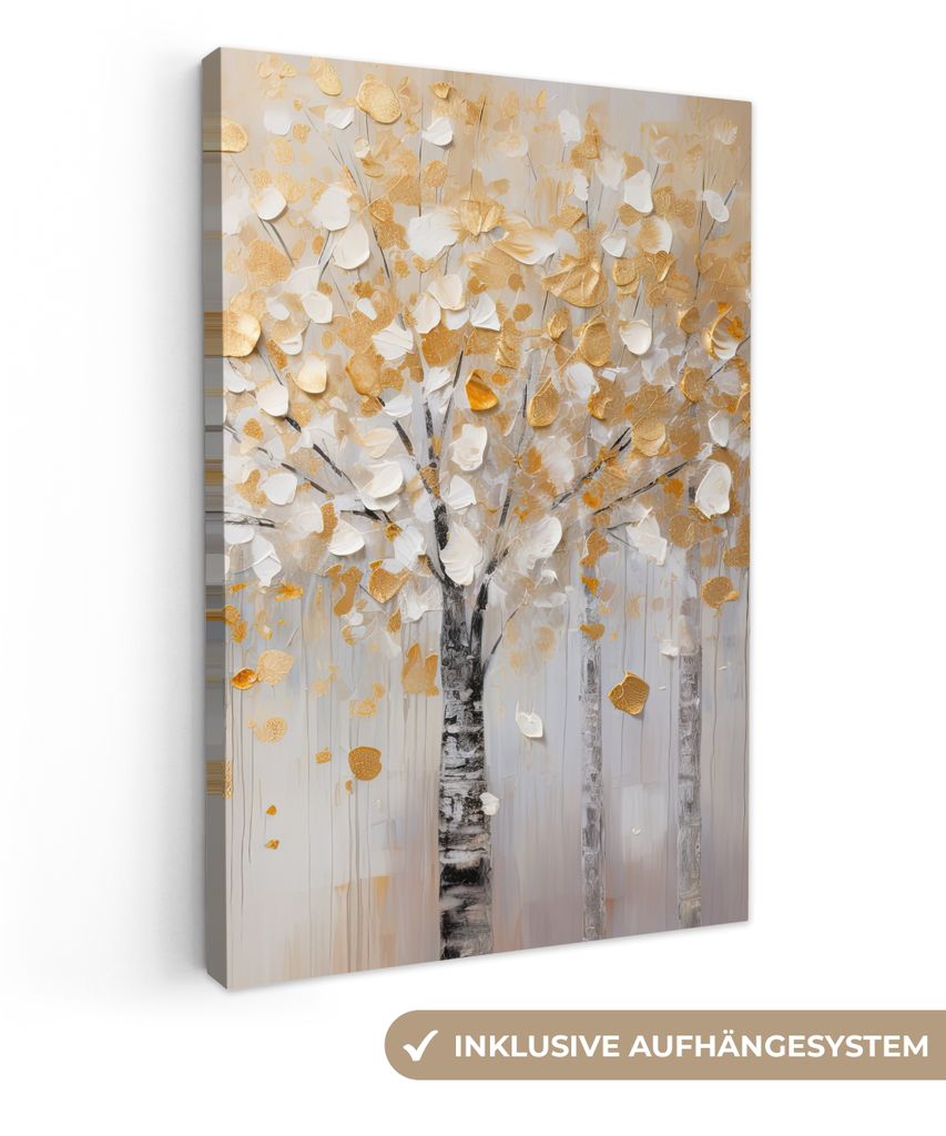 MuchoWow - Leinwandbilder - Bäume - Aquarell - Kunst - Natur, Wandbild, Wanddeko Bilder Wohnzimmer, 40x60 cm