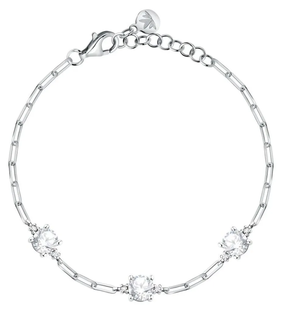 Bracelet gourmette femme en argent véritable et strass brillants Tesori