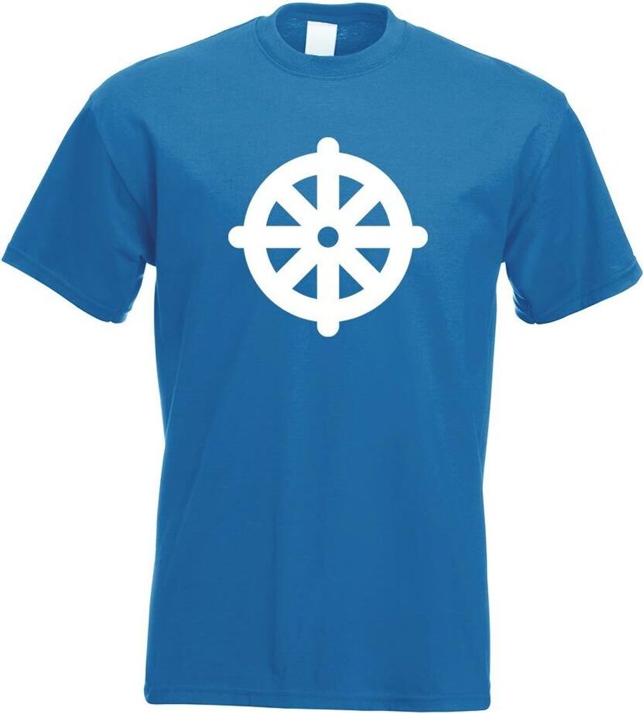 Kiwistar - T-Shirt - royal - Dharmachakra Buddhismus Motiv Bedruckt Funshirt Design Print - mit Motiv Bedruckt - Funshirt Design - Sport - Freizeit...
