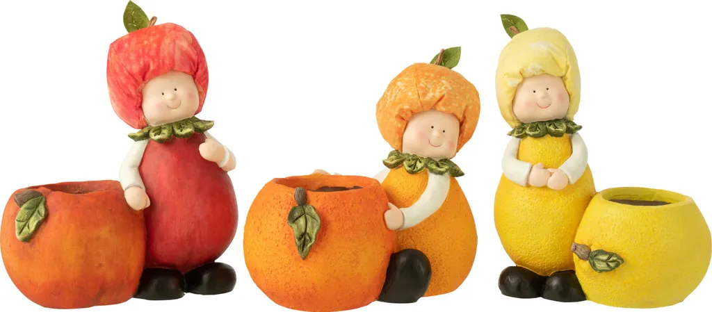 Set 3 Cache-pots Fruits en Polyrésine Large J-Line pour Déco Enfant