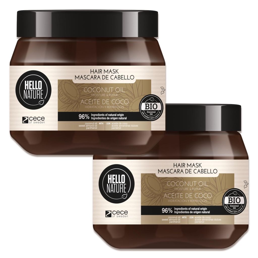 Haarmaske mit Kokosöl Haarkur Haar Repair Pflege Regeneration Bio Vegan Natur, 2x 250ml