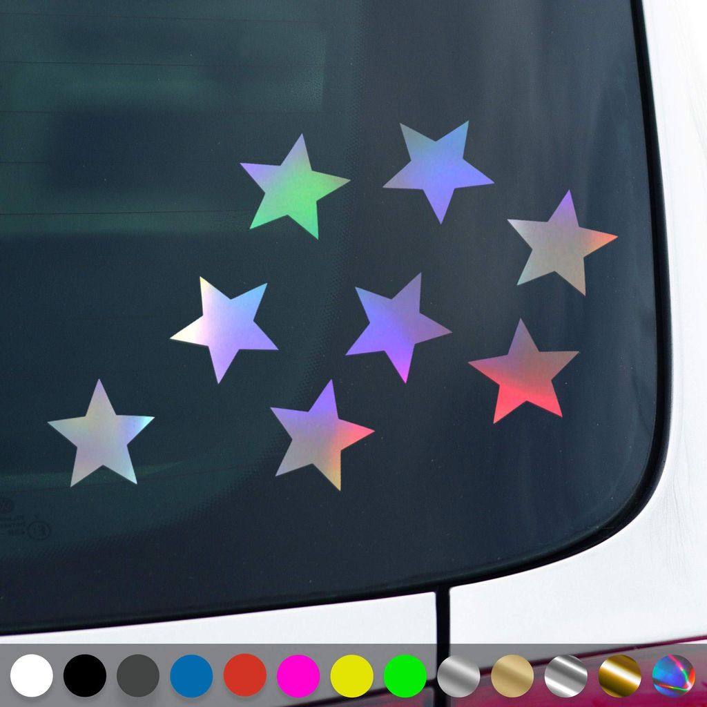 PantherPixel Sterneaufkleber Aufkleber Mehrteiliges Sterne Set Sticker Auto Geschenkidee Farbe Oilslick-Hologramm