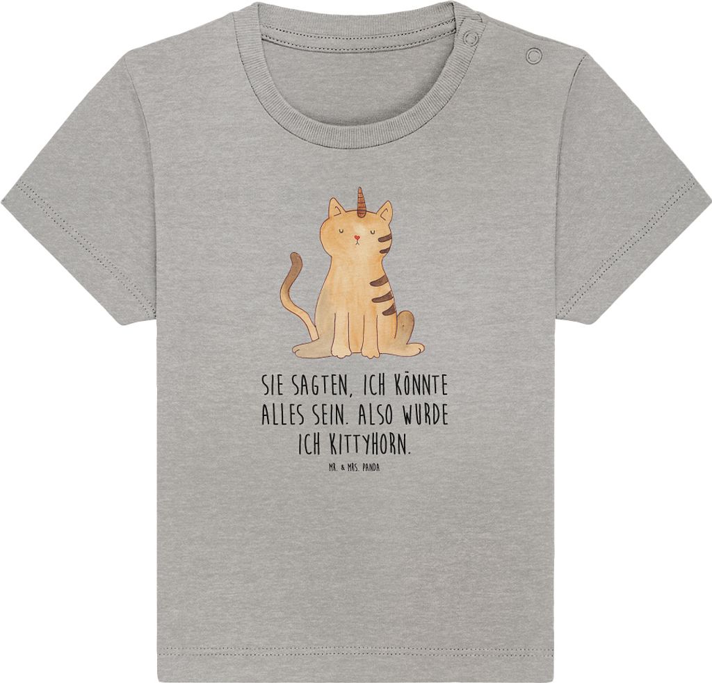 Mr. & Mrs. Panda T-Shirt Einhorn Katze 0. - 6. Monat - Heather Grey - Geschenk, Unicorn, Glitzer, Kleinkind, Babyshirt, Mieze, Baby, Regenbogen, Ki...