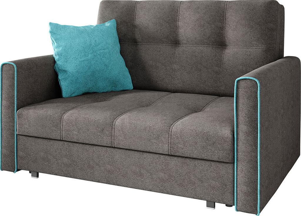 MIRJAN24 Schlafsofa Viva Bis II mit Bettkasten und Schlaffunktion, 2-Sitzer Couch vom Hersteller, Wohnzimmer Polstersofa (Alova 36 + Alova 29)