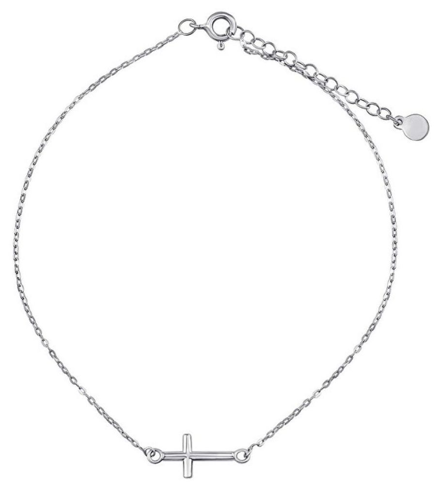 Silver decorated chain on the leg of Bree with a cross ZT200770A