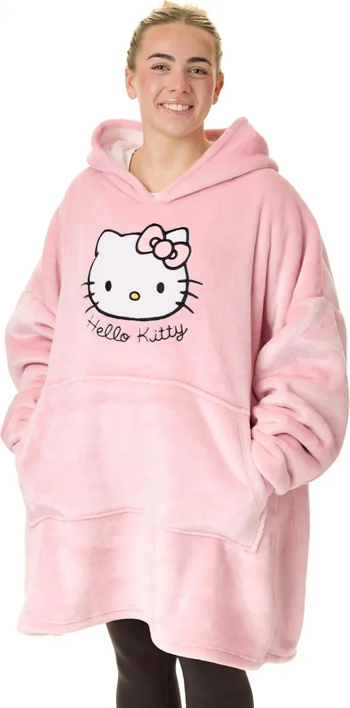 Hello Kitty Hoodie de Couverture Femme Rose NS9056 en Taille Unique