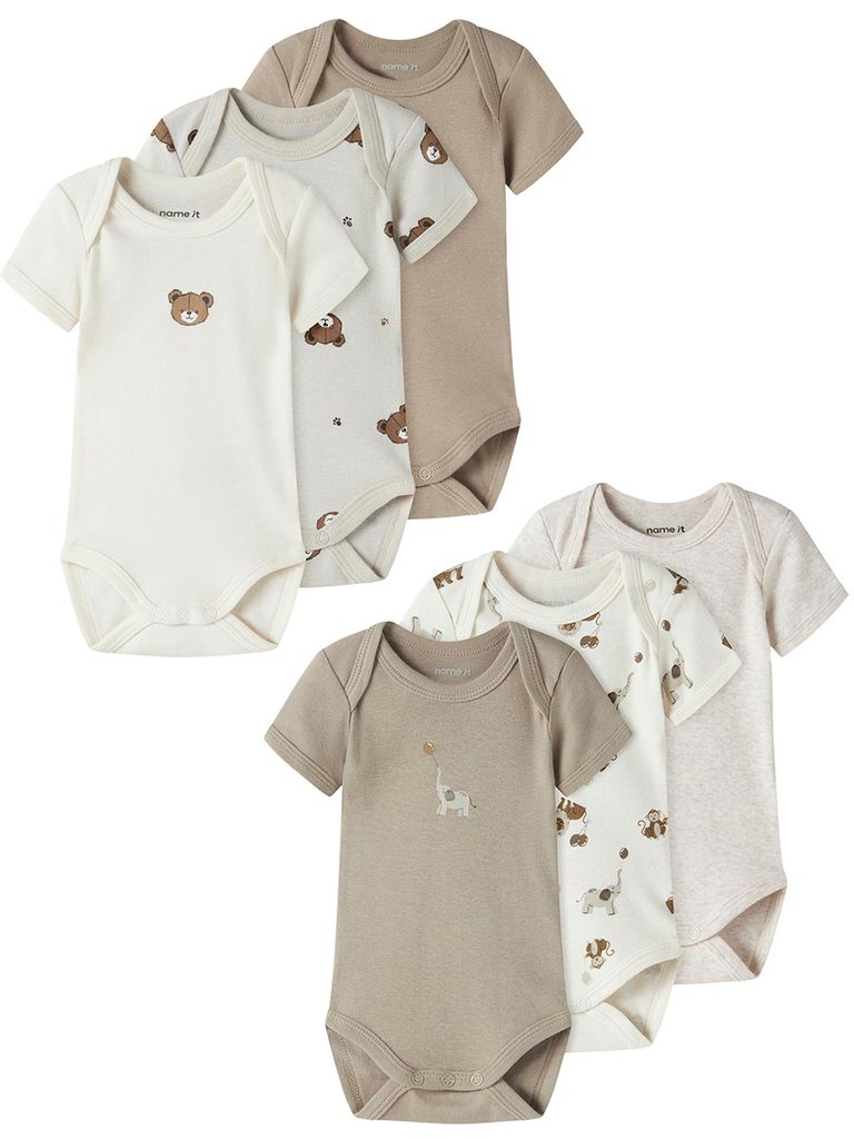 NAME IT Kurzarmbody Druckknopfverschluss 6er-Set Normale Länge Größe: 68