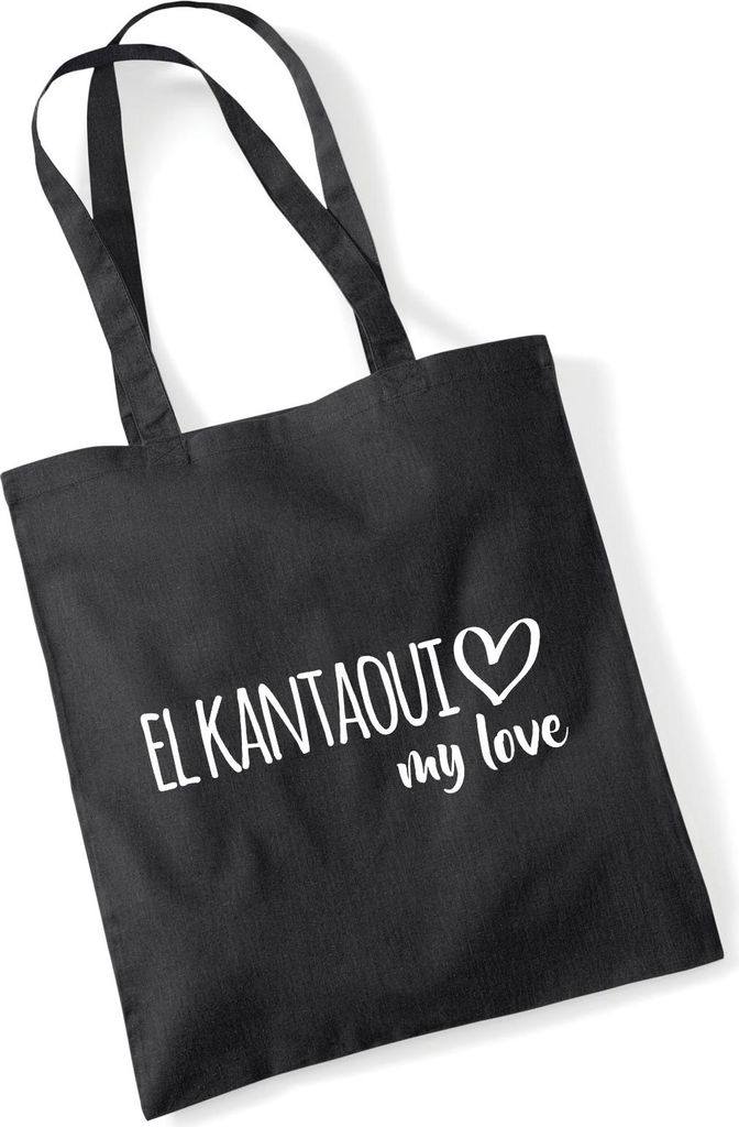 Huuraa Jutebeutel El Kantaoui my love 10 Liter Black Baumwolle Tasche Geschenkidee
