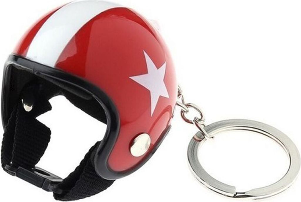 Motorradhelm Schlüsselanhänger Miniblings Schlüsselring Motorrad Helm rot Stern