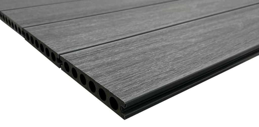 Belladoor | 3 m | Grau 23 mm Terrassendiele WPC, Coextrudiert Hohlkammerprofil Holzoptik Strukturiert, Pflegeleicht Rutschfest Fur Poolumrandung Ba...