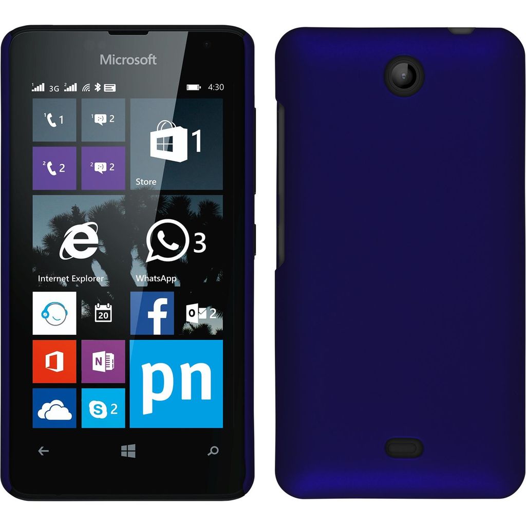 PhoneNatic Case kompatibel mit Microsoft Lumia 430 Dual - Hülle blau gummiert Hard-case + 2 Schutzfolien