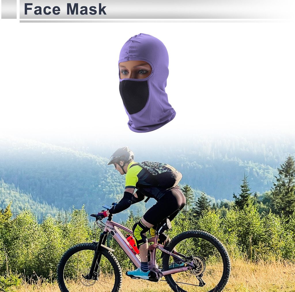 Netzmasken Gesichtsmaske Polyester Gesichtsschutz Sonnenschutz Atmungsaktiv Helles Lila 1Stk