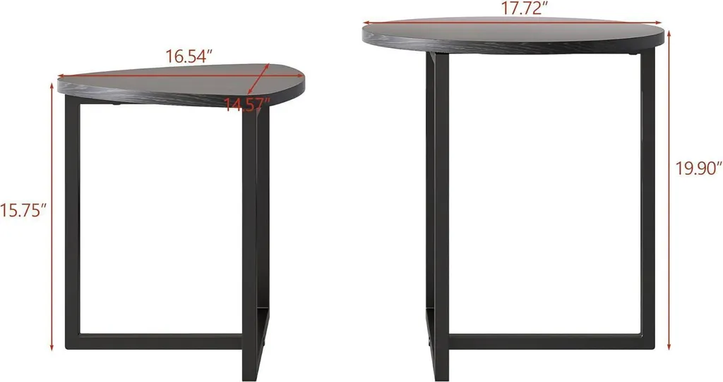 Table basse ronde sans angle pointu bois métal noir salon sécurisé - 2