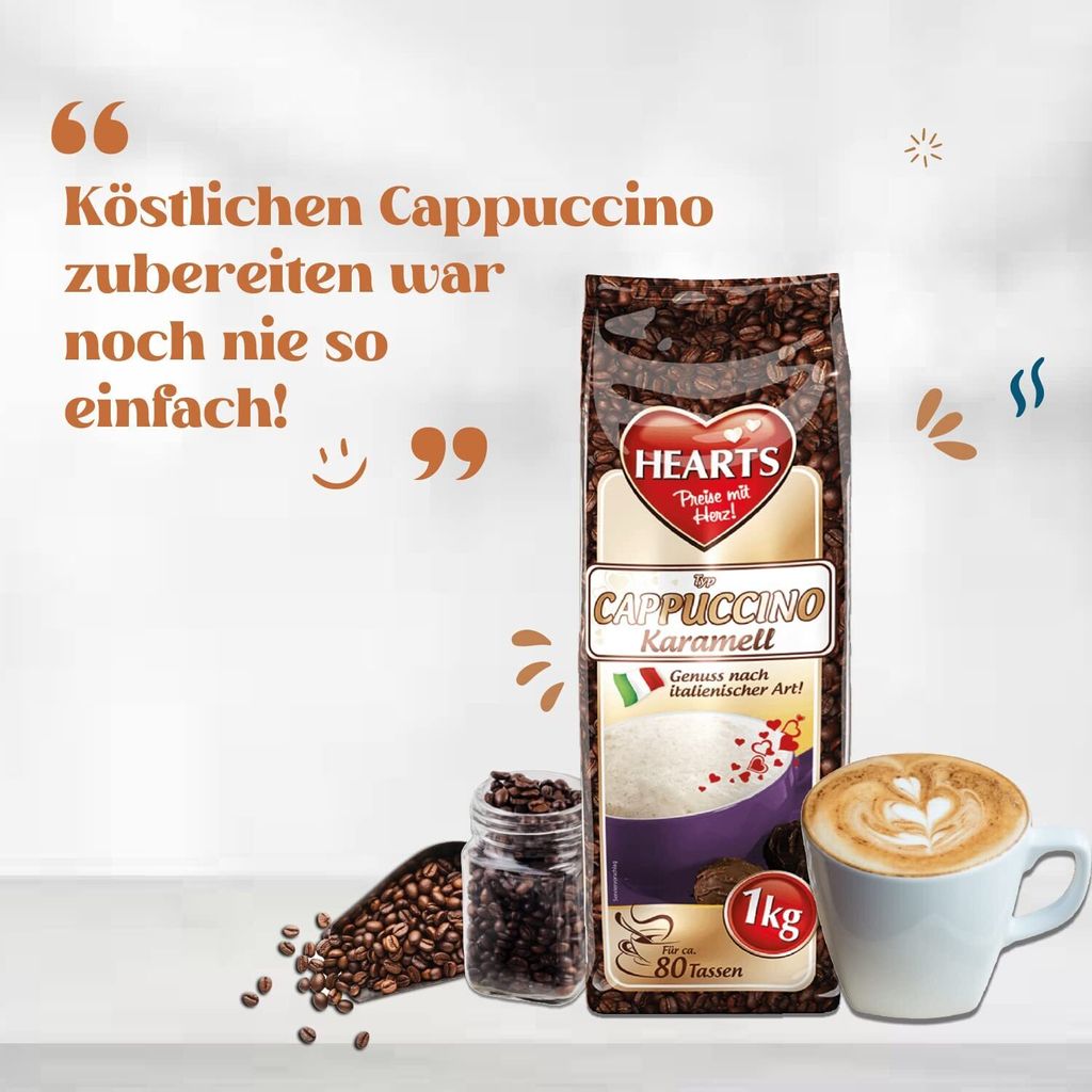 HEARTS Cappuccino Karamell 1kg Instantkaffee Pulver Produktbild 8