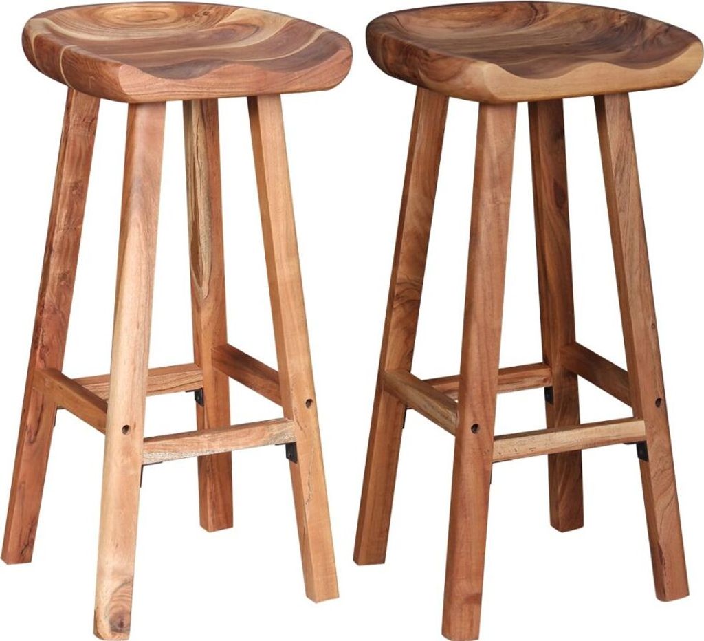 vidaXL Sgabello da bar 2 pz. Legno massiccio di acacia Immagine del prodotto 