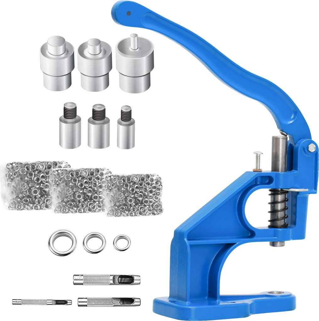 Handpresse Ösenmaschine – 1 Stück mit 3 Werkzeugen und 1500 Ösen (6/10/12mm)