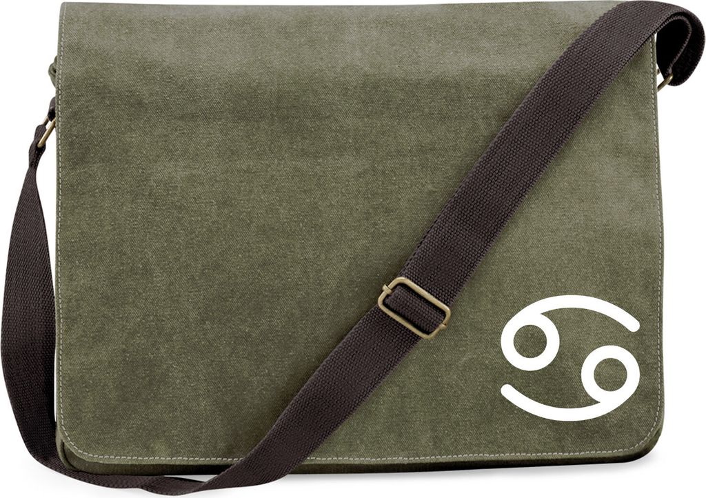 Huuraa Umhängetasche Krebs Sternzeichen Zeichen 14 Liter Military Green Canvas Laptoptasche Geschenkidee