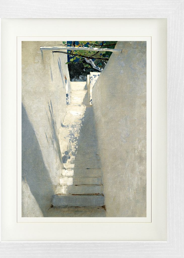 John Singer Sargent Gerahmtes Bild Mit Edlem Passepartout | Wand-Bilder | Im Bilderrahmen - Treppenaufgang In Capri, 1878 (40 x 30 cm)