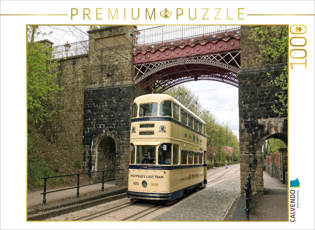 CALVENDO Puzzle Die historische Straßenbahn Sheffield 510, die Straßenbahn fährt durch das National Tramway Museum in Crich, Derbyshire in Groß...