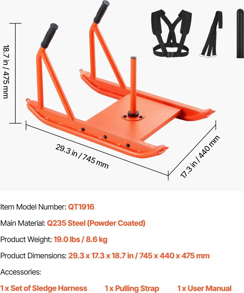 Traîneau de force orange en acier robuste pour disques de 25 et 51mm - 7