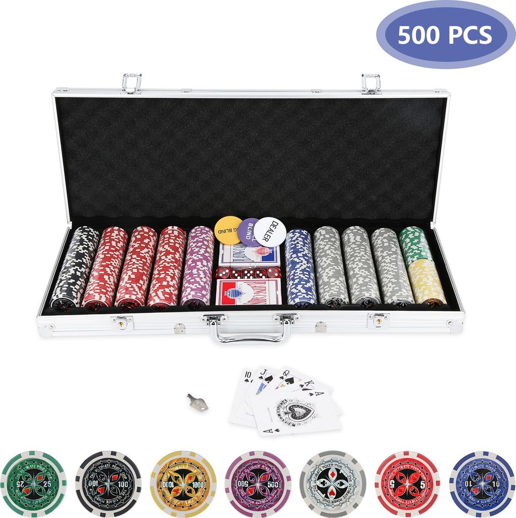 Jayseuw 500 Pokerchips Spiel Pokerset Pokerkoffer Set mit Produktbild 
