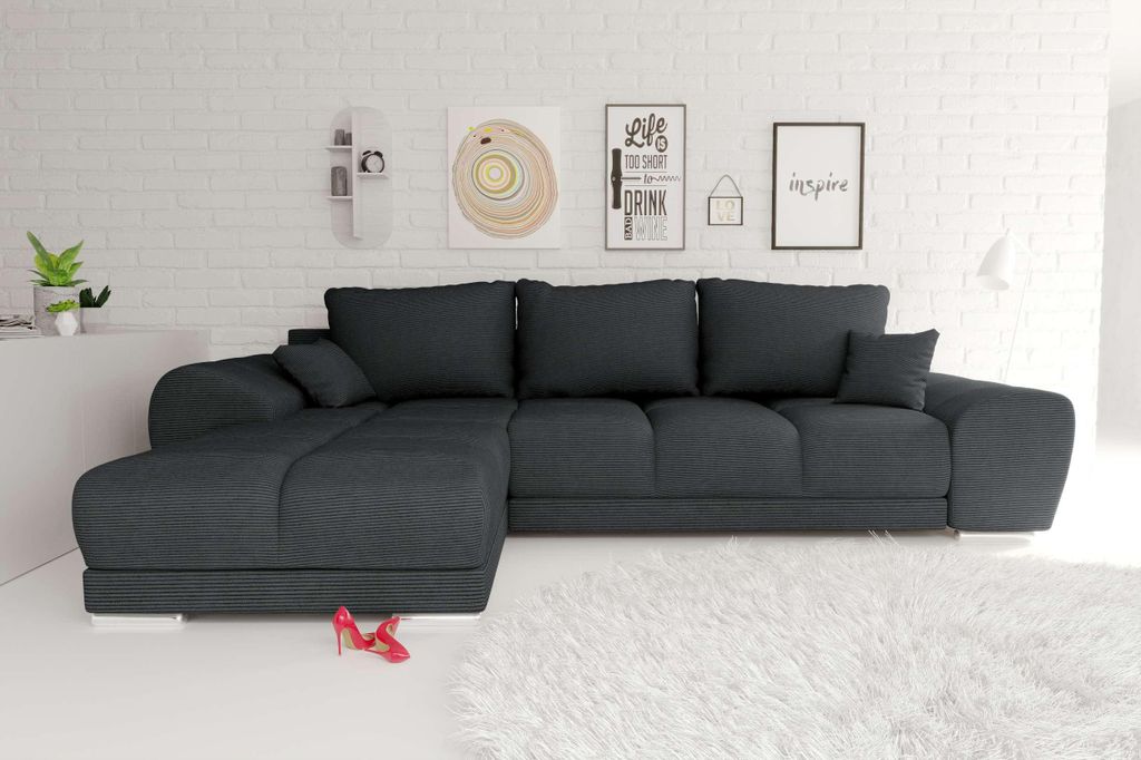 99rooms Antalya Ecksofa Cordstoff POSO Graphit Links mit Produktbild 