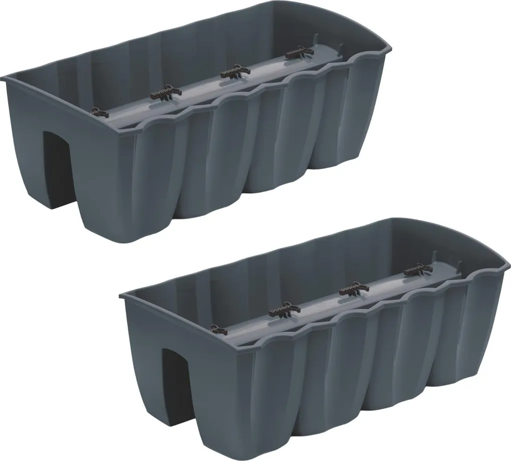 Lot de 2 Pots pour Balcons DCRO600 Anthracite 18L - Jardinière Design