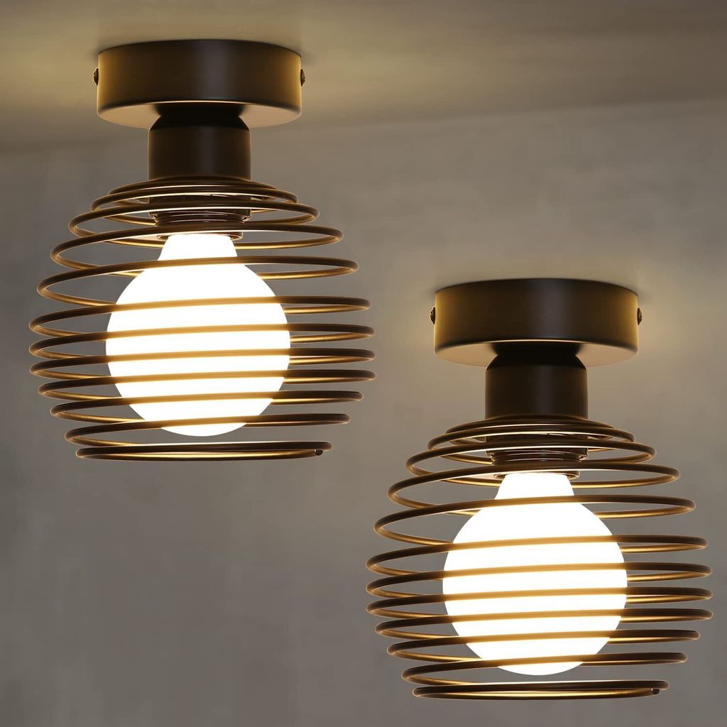 ZMH 2ER-Deckenlampe Vintage Schwarz E27 Lampenfassung Produktbild 