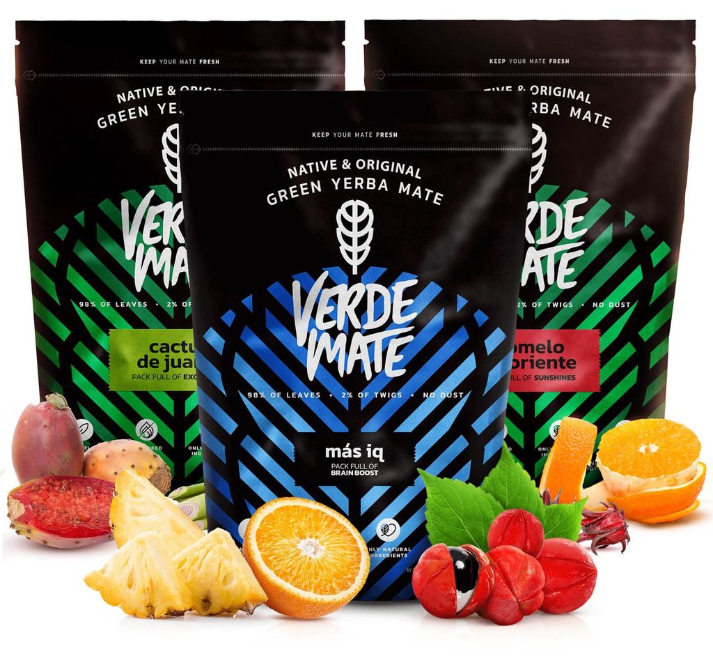 Verde Mate - Mate Tee Set Pomelo Cactus Mas IQ 3x500g - Produktbild 