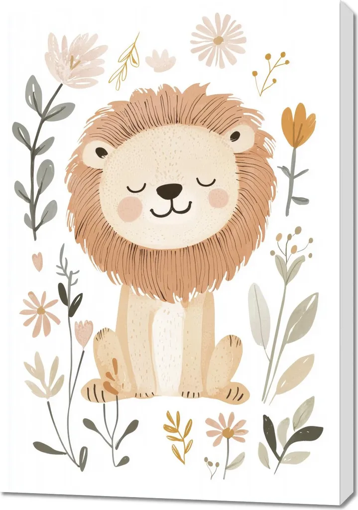 Simpatico Quadro Leoncino 70x100 cm per Bimbo e Bimba - Idea Regalo