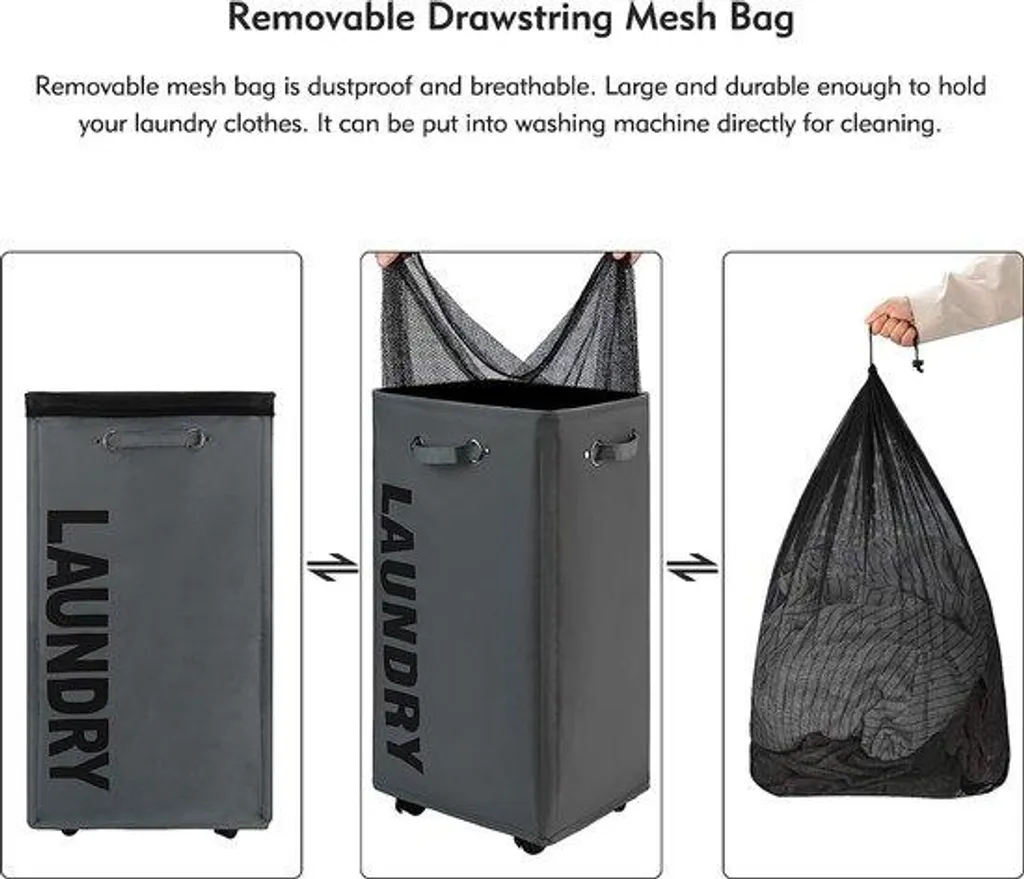 Organiseur de Linge XL Anti-froissage avec Sac Amovible sur Roulettes