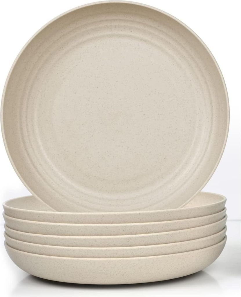Tiefe 6-teilige Teller-Set - Unzerbrechlich, Wiederverwendbar und Leicht für Dinner und Camping