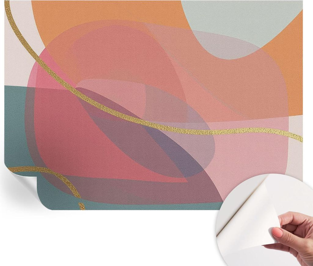 Selbstklebende Wandtapete - Dekorative Tapete für Wohnzimmer - Klebefolie für Wandbilder - Tapetenfolie für Wanddekoration - 312x219 cm - Bunte ...