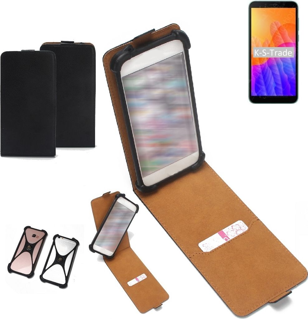 K-S-Trade Handyhülle Schutzhülle kompatibel mit Huawei Y5p Hülle Case Cover Flip Style Bumper schwarz 1x
