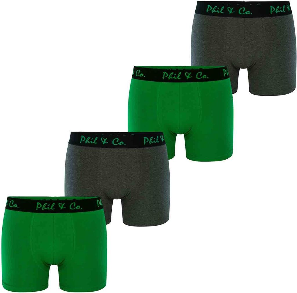 Phil & Co. Berlin Herren Retro Pants 4-Pack Jersey - grün-anthrazit - Größe S