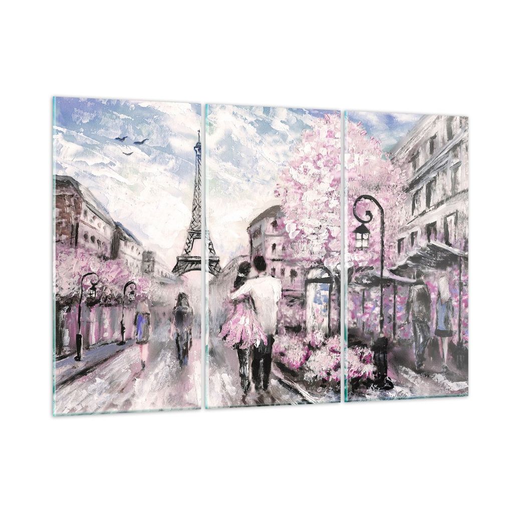 Bilder auf glas - Paris Weg Illustration eiffle - 165x110cm - Glasbilder - Wandbilder - Kunstdruck - zum Aufhängen bereit - Wanddekoration aus Gla...