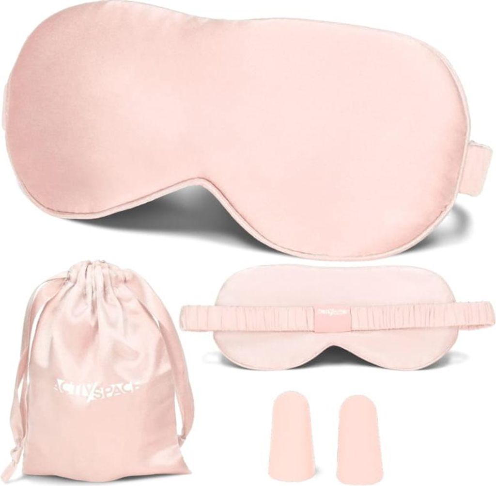 Schlafmaske aus Seide, bequem zum Schlafen – rosa Produktbild 
