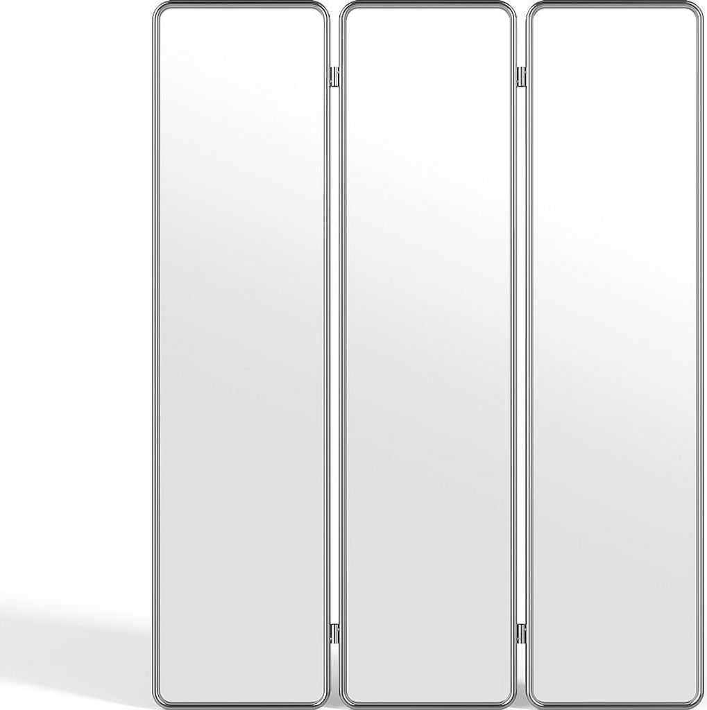 3-flügeliger Spiegelparavent aus Aluminium – Breite 140 x Höhe 180 cm – verchromt – REFLEYA