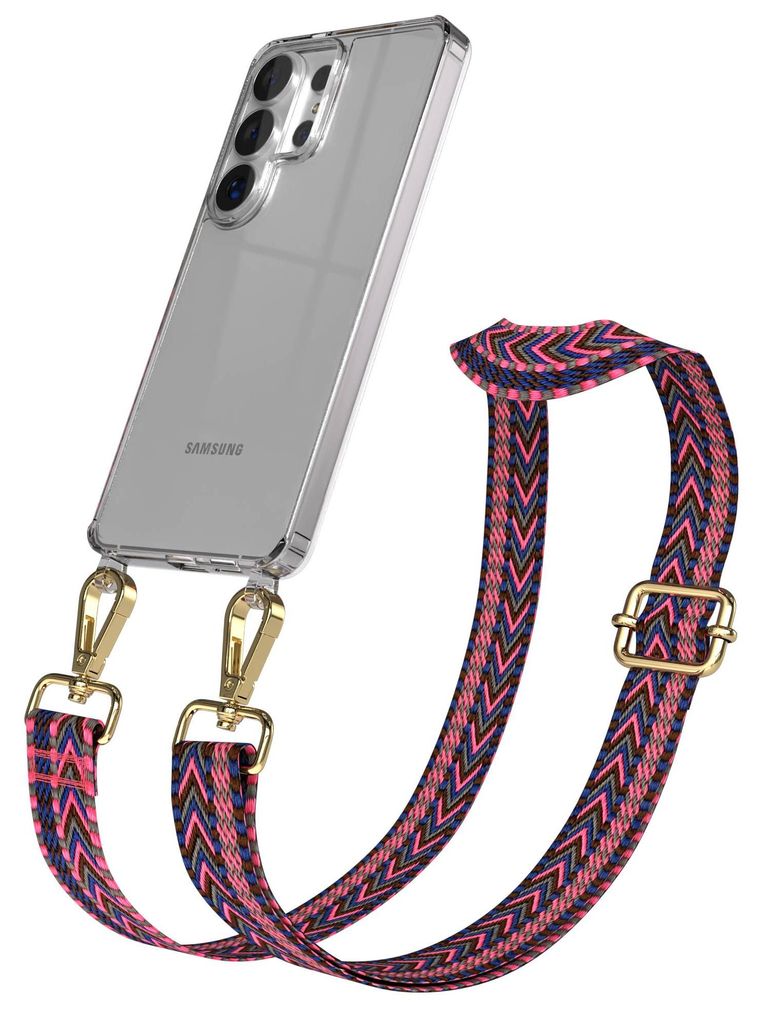 EAZY CASE Handykette - Verstellbarer Trageriemen kompatibel mit Samsung Galaxy S26 Ultra, Handykordel mit transparenter Silikon-Hülle, Karabiner G...