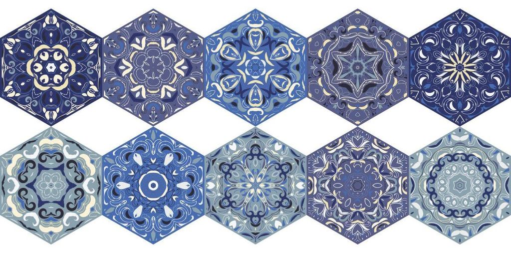 Rutschfeste Bodenaufkleber mit Schutzfolie – LELILA Bodenfliesen – 40 x 90 cm – 10 sechseckige Aufkleber 20 x 18 cm