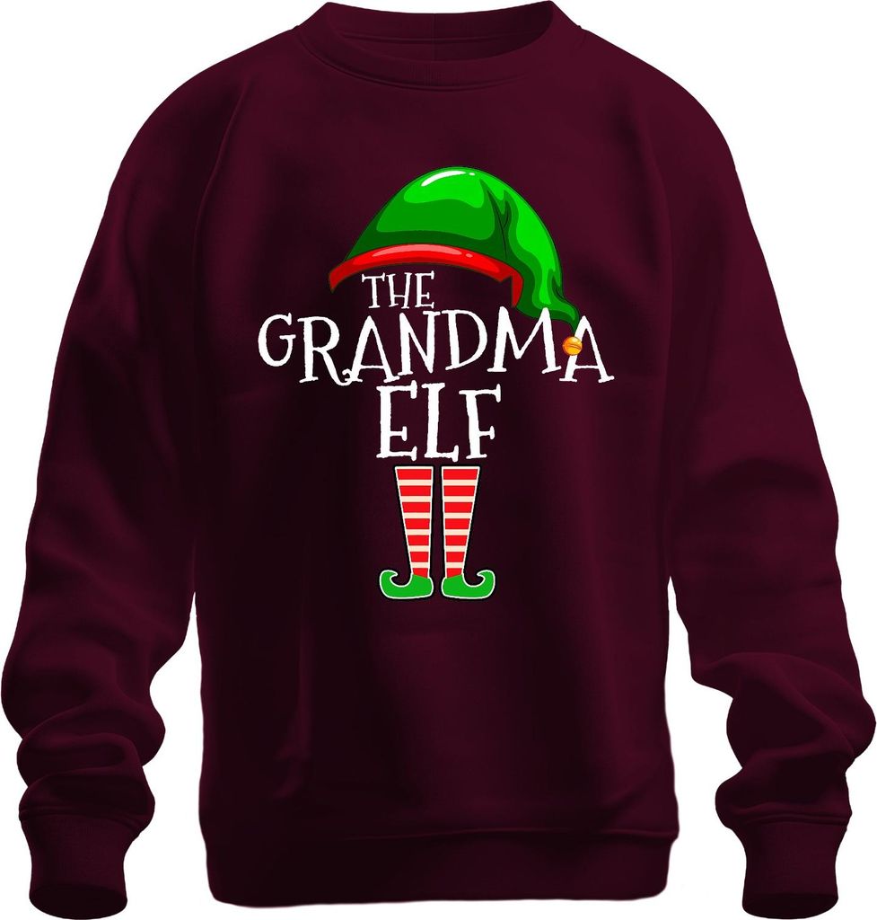 The Grandma Elf Weihnachten Oma Geschenk gestreifte Beine lustig Uni Sweatshirt Pullover, Burgundy, XL