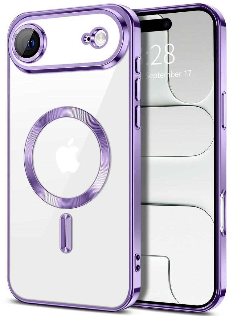 Weiche Klar Hülle für iPhone Air, Kameraschutz, Kompatibel mit MagSafe, Elektroplattiert TPU Handyhülle Violett