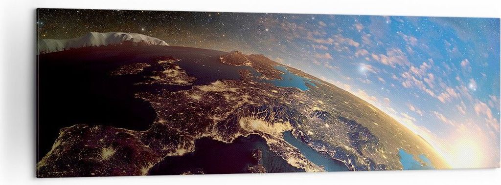 Bild auf Leinwand - Leinwandbild - Kosmos Erde - 160x50cm - Wand Bild - Wanddeko - Wandbilder - Leinwanddruck - Bilder - Kunstdruck - Wanddekoratio...