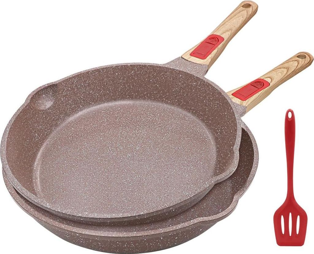 Keramische Frituurpan-Set - Gesunde Bratpfannen - 2 Stück - Braun - Keramik