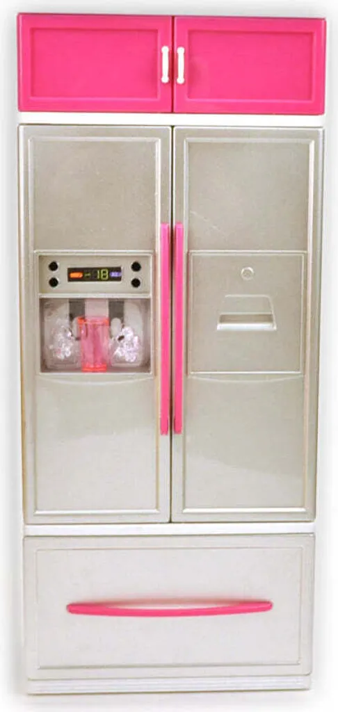 Set de Jeu Cuisine Fleur Réfrigérateur en Bois Rose avec Accessoires