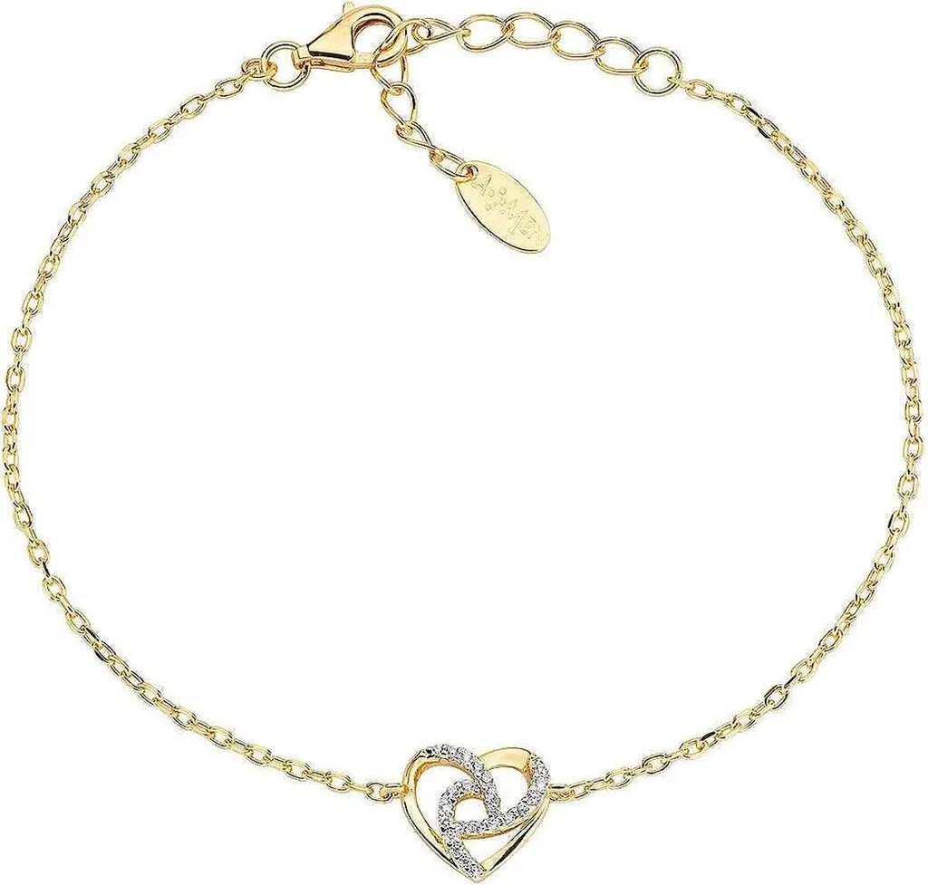 Braccile Donna Amen Ti Amo – Cuore In Argento 925 Dorato Con Smalto Nero, Regalo