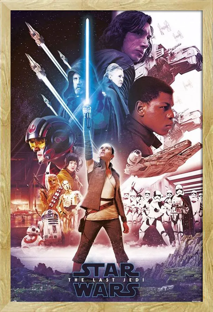 Star Wars Gli Ultimi Jedi Poster EP8 con Cornice Shinsuke MDF Faggio