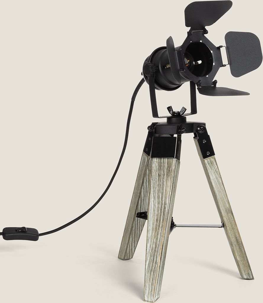 Tischlampe aus Holz und Metall Cinema Kurangna XS Schwarz