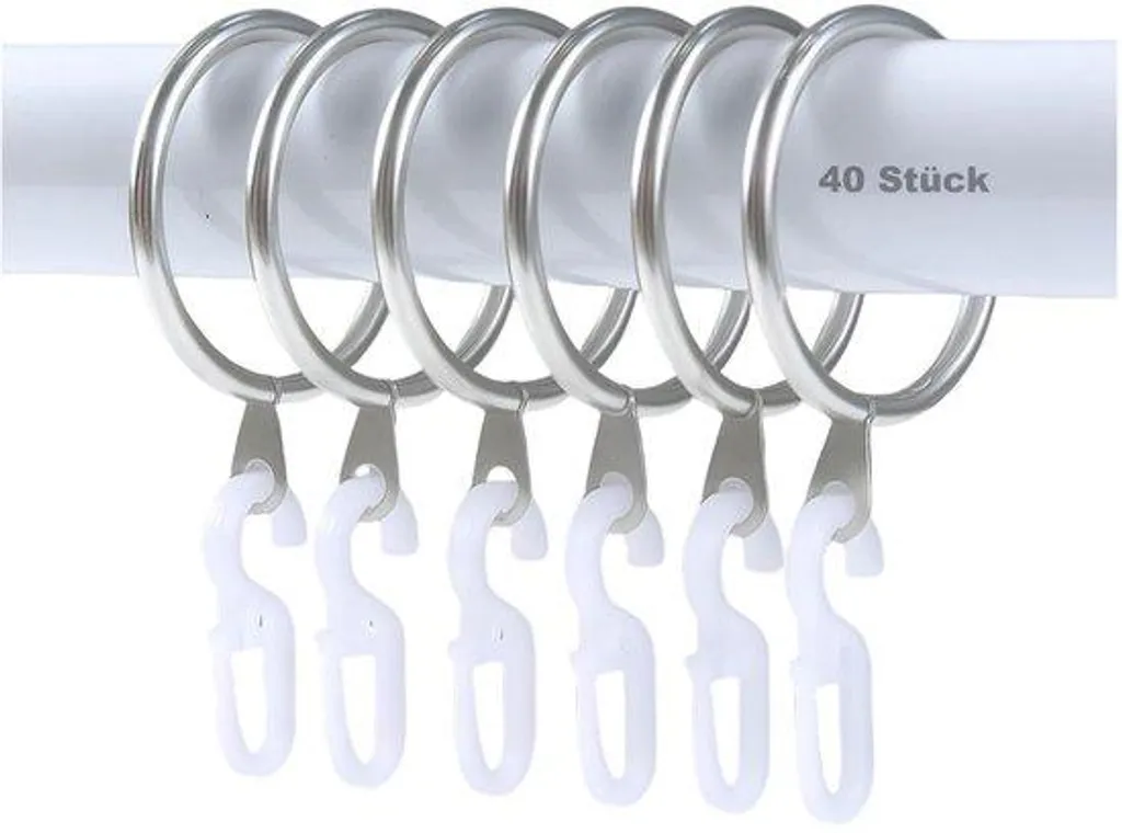 Anneaux de Rideau Robustes en Métal Argenté Diamètre 30 mm (x40)